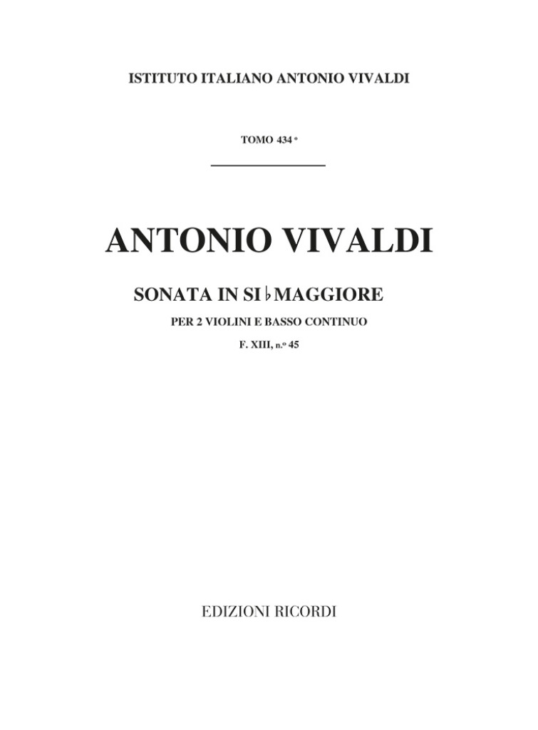 Sonate Per Vl. E B.C.: Per 2 Vl.